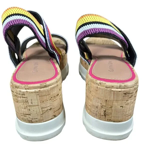 Gianni Bini Briarre Sandals Womens 8 Rainbow Band Elastic Flatform Platform Cork - Picture 10 of 12